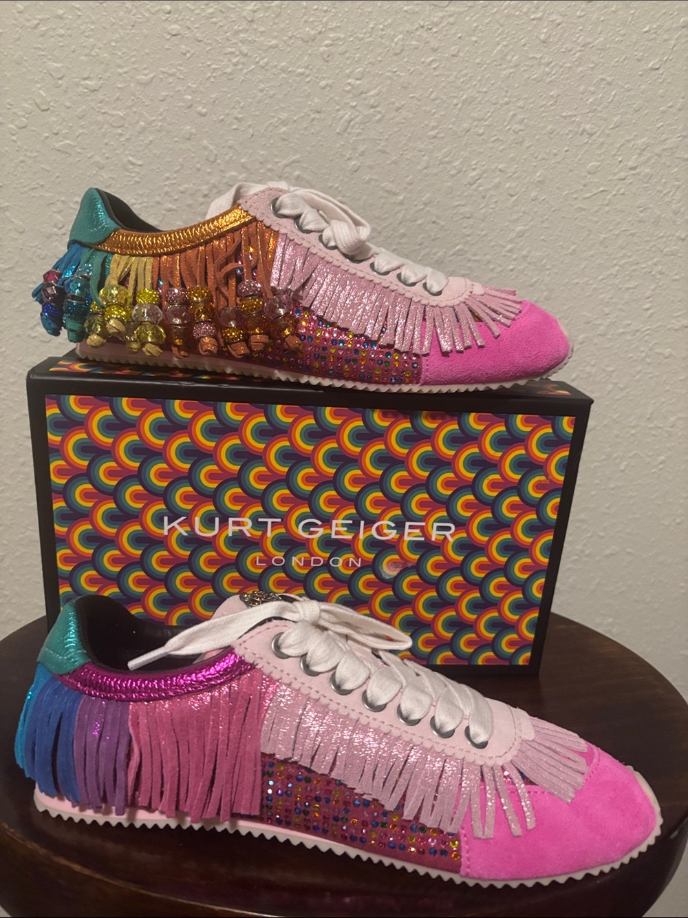 Kurt Geiger woman Pink Multi Sequin Fringe Sneakers